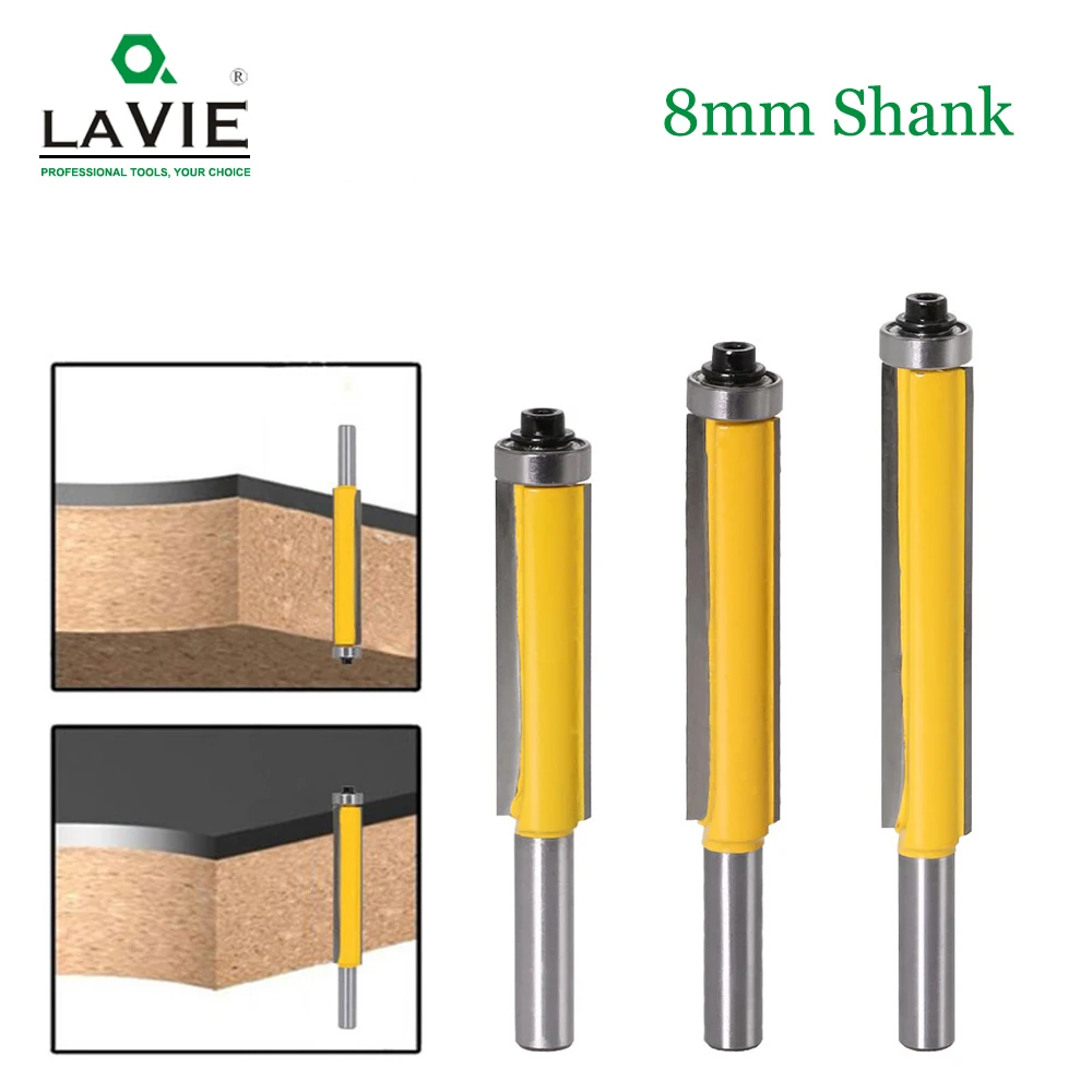 1 шт. 8 мм хвостовик утапливаемая отделка фреза с подшипником для дерева шаблон