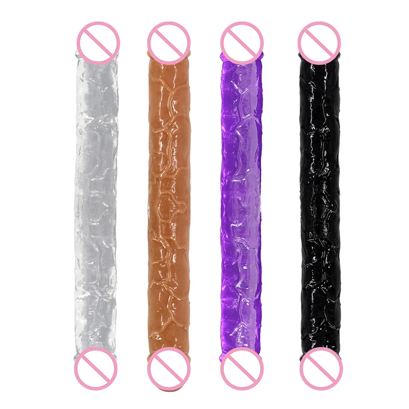 Фаллоимитатор с двойной головкой длинный Желейный реалистичный фаллоимитатор