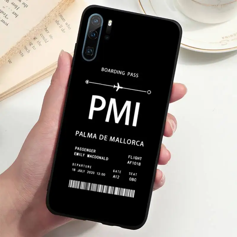 

Personalised Plane Ticket Phone Case For Huawei P20 P30 P40 lite Pro P Smart 2019 Mate 10 20 Lite Pro Nova 5t