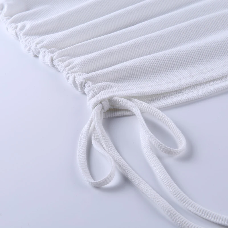 

LUOYIYANG Women's Dress Summer Sexy Drawstring Bodycon Dress Women Ruched Off Shoulder Sleeveless Wrap Mini Dresses 2020
