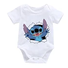 Детский комбинезон Lilo  Stitch, комбинезон для новорожденных с мультяшным принтом и коротким рукавом, кавайное детское боди с графическим рисунком, одежда