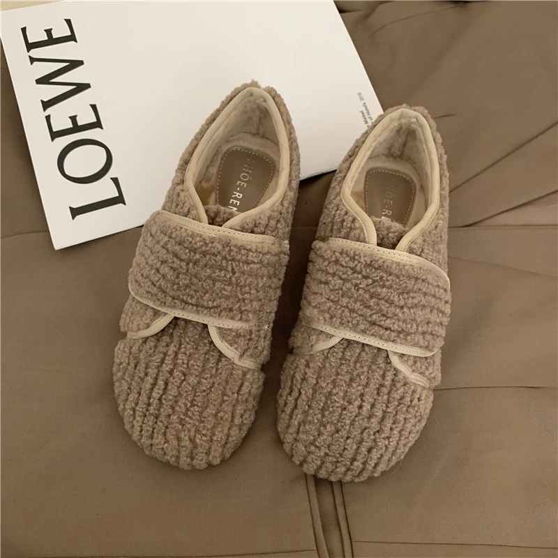 

Velcro Kawaii Mary Jane Women'S Autumn Shoes High Quality Luxury Designer Flat Shoes Cotton Felt Boots For Woman Single Shoes