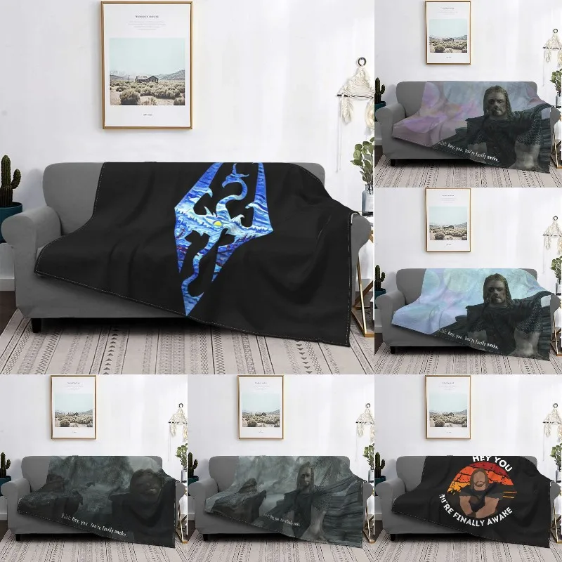 Одеяло Skyrim с 3D принтом мягкое Фланелевое флисовое теплое покрывало для