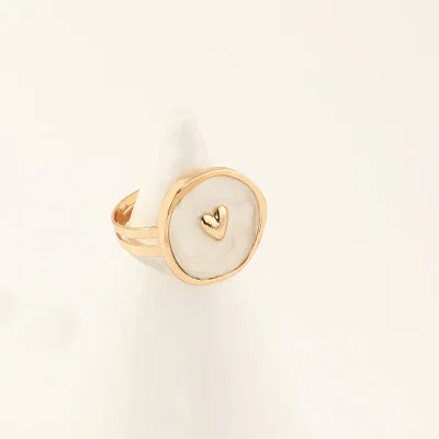 

HUANZHI 2020 New Trendy Multicolor Enamel Star Moon Heart Lightning Drop Oil Metal Round Rings for Women Girl Party Jewelry Gift