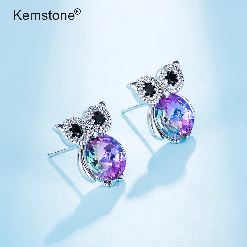 Женские серьги-гвоздики из серебра 925 пробы с австрийским кристаллом | Украшения