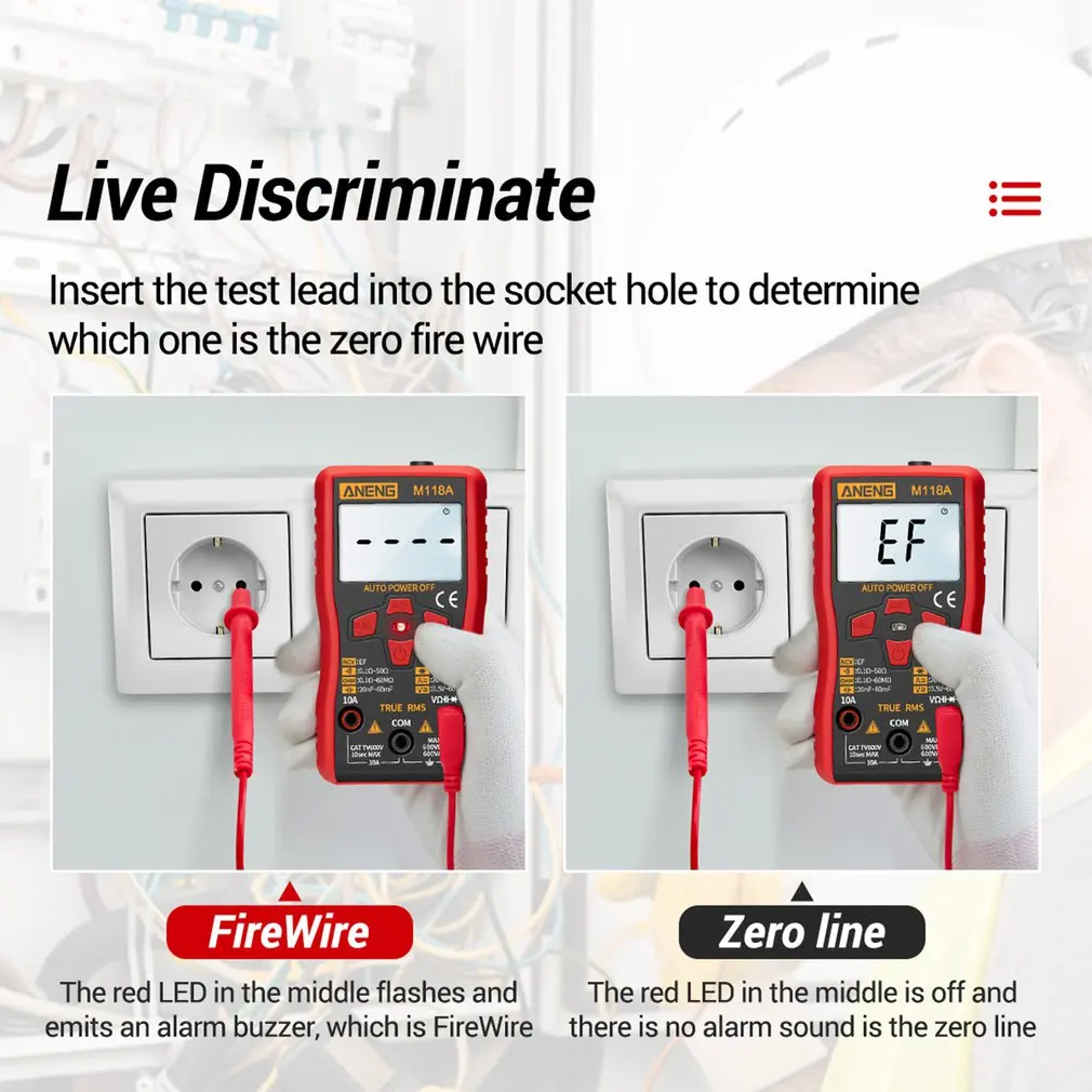 

M118A Backlight Digital Multimeter Non Contact Stable LCD Display Measurment Tool ABS Battery Powered Smart Auto Range
