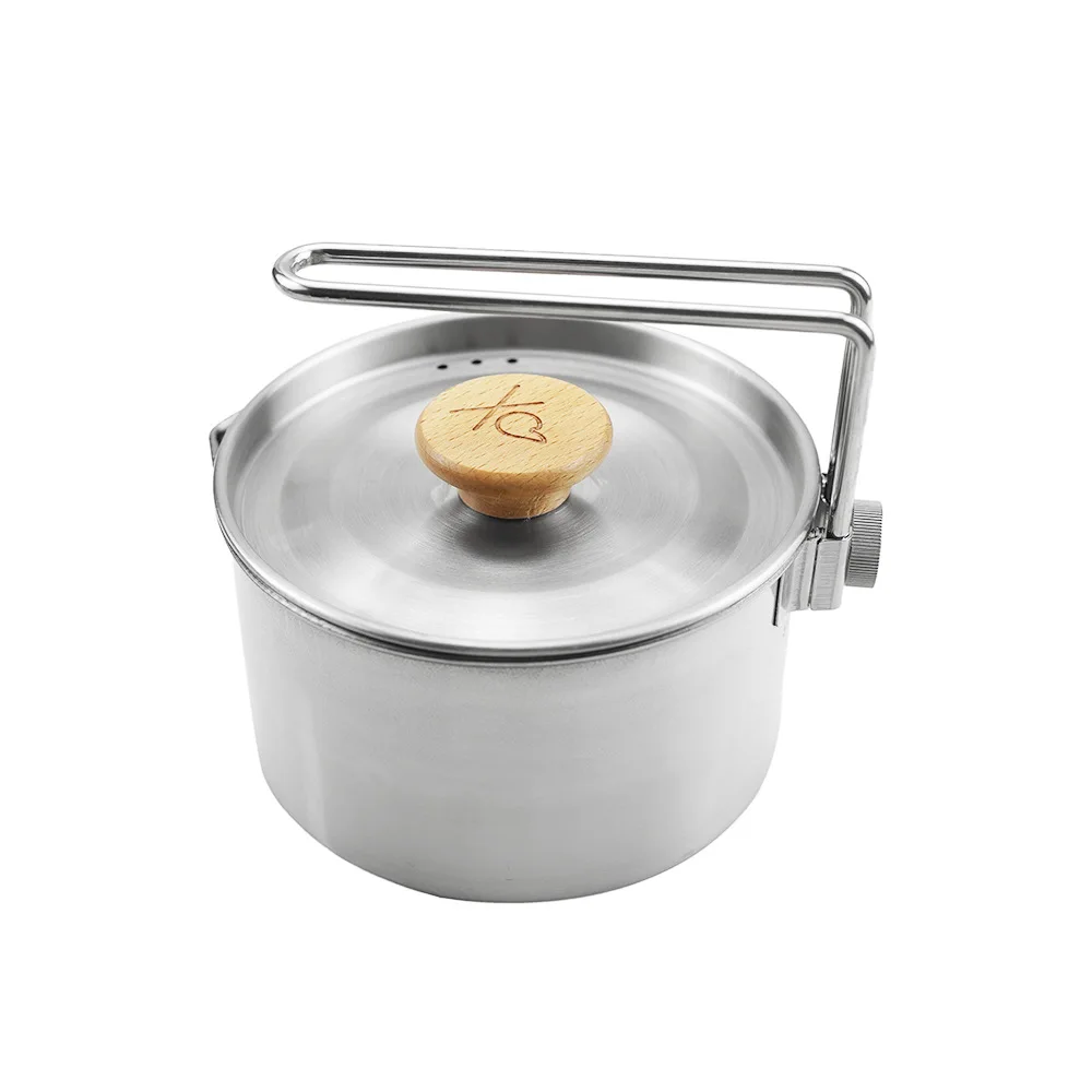 

1000ml Outdoor Portable Stainless Steel Instant Noodle Pot Multifunctional Detachable 13.2*13.2CM With Fold Handle & Lid