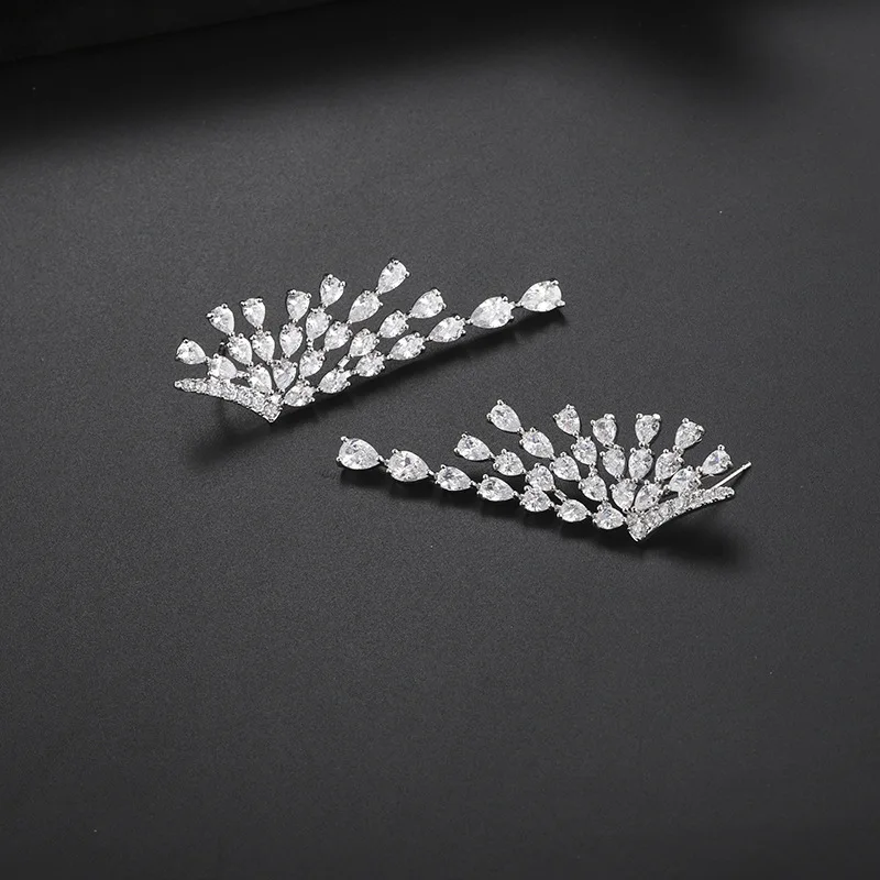 

Korean fashion all-match shining zircon silver needle earrings wing-shaped elegant earrings long earrings earrings