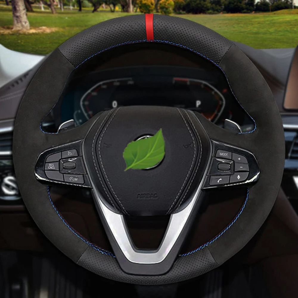 Поделки из натуральной кожи черная замша вручную прошитый чехол рулевого колеса