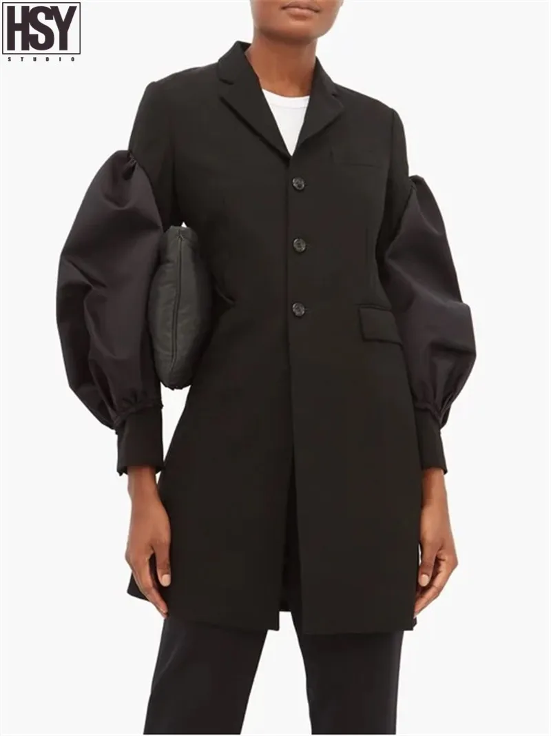 【HSY】2019 Осень Зима Новый Модный женский костюм куртка Ретро преувеличенный с