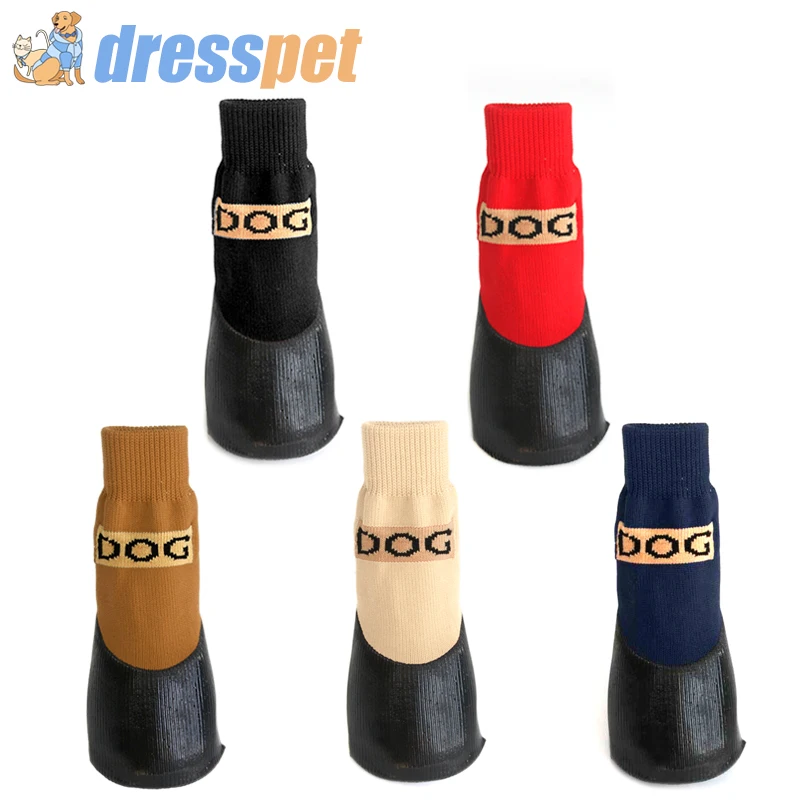 

4 шт./компл. мягкая хлопковая Обувь для собак XS/XL резиновые водонепроницаемые Нескользящие вязаные теплые дышащие дождевые сапоги носки для ...