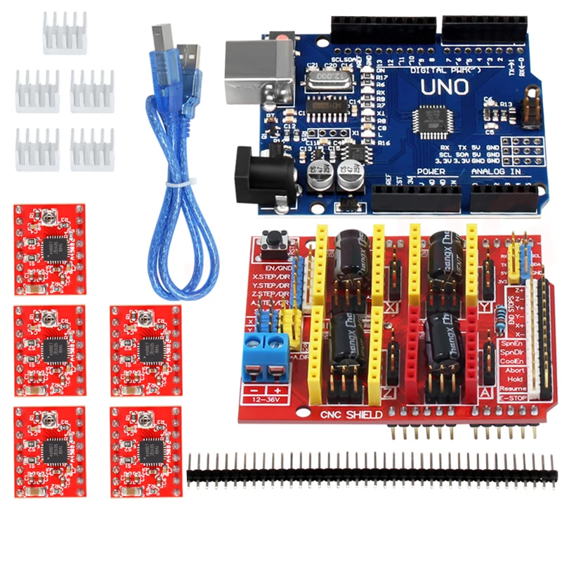 Профессиональный комплект для 3D принтера с ЧПУ плата UNO R3 + щит v3 A4988/DRV8825 драйверы