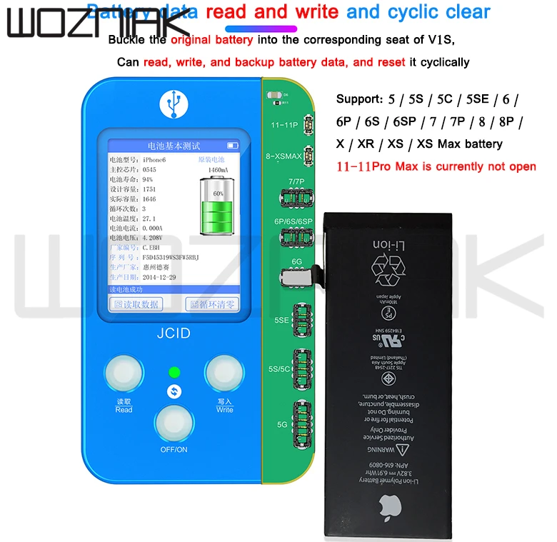 JCID V1S For IPHONE 7 8 8P X 11 PRO MAX Photosensitive Original Color Touch shock Battery Fingerprint Serial Number Programmer |