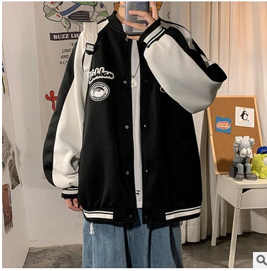 Куртка-бомбер y2k женская оверсайз Бомбер на молнии мешковатая бейсбольная