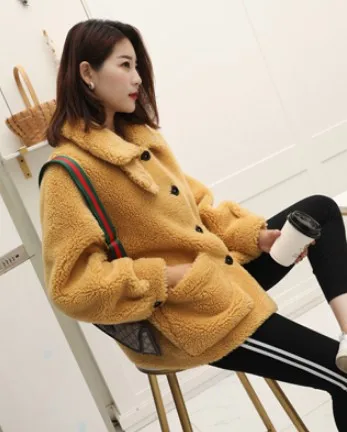 

Warm Sheep Fashion Women New Thick Long Style Fur Outerwear Ladies Real Wool Coat free shipping F1033