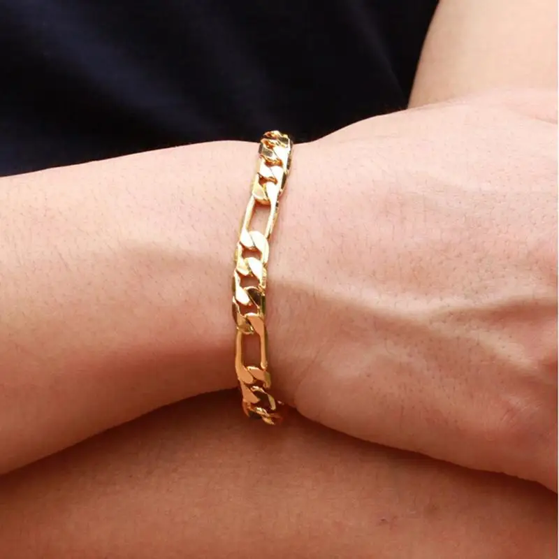 

21cm Filled Bracelet FLAT CUT CURB MENS BOYS Chain Wholesale Jewelry