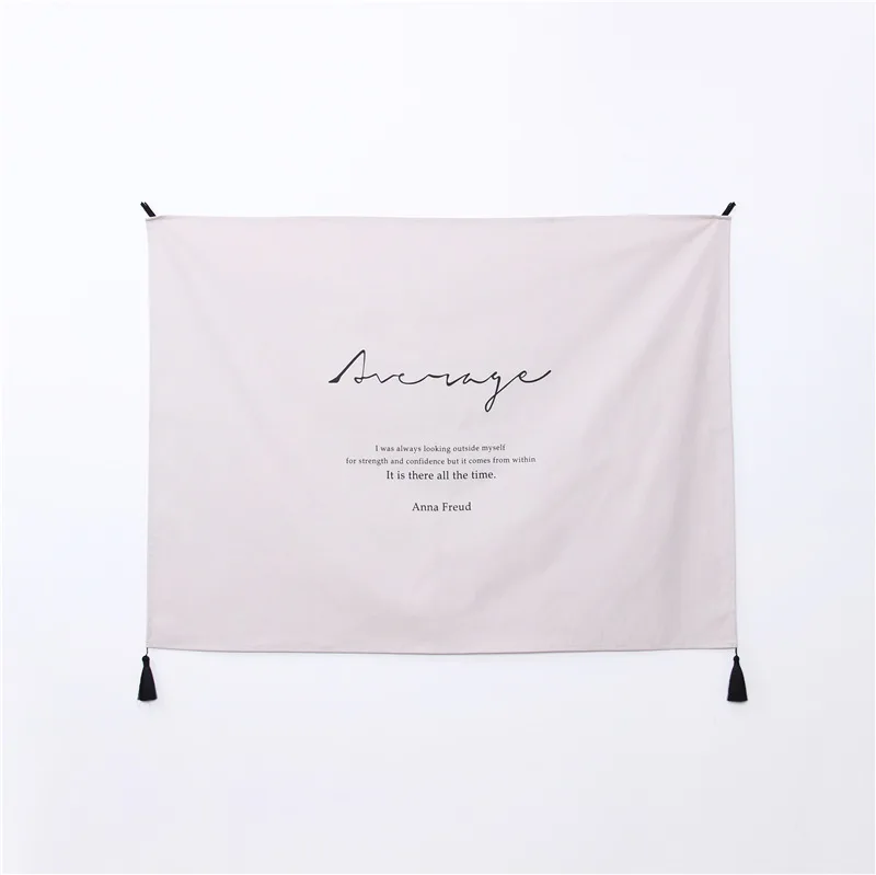 Простой белый розовый узор настенный гобелен с буквенным принтом макраме