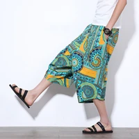 summer ethnic style printed tide brand trousers baggy pants mens casual harem cotton hippie boho yoga 2021 hot sale