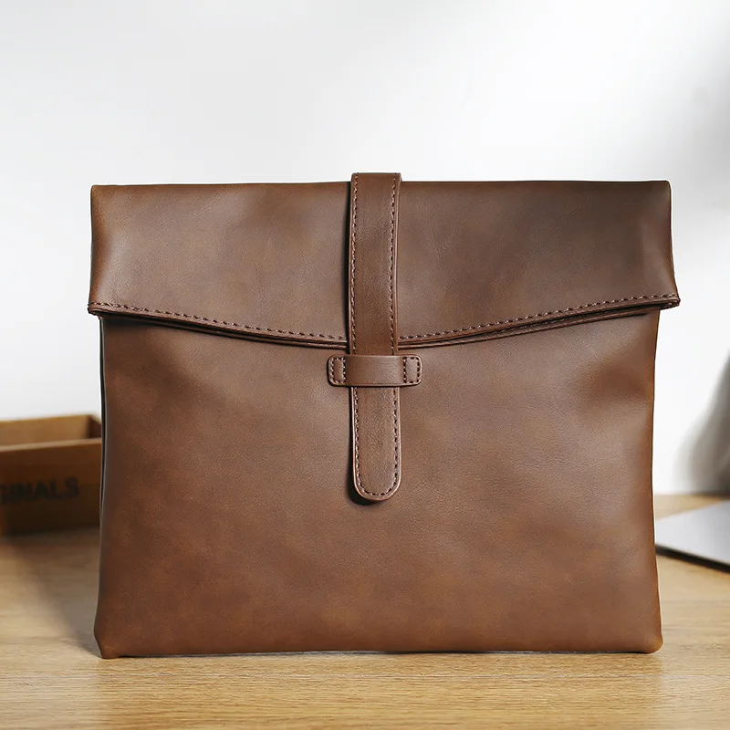 

Briefcase Bolsa Portadocumentos Retro Crazy Horse Leather Soft Leather Shoulder Messenger Bag Men's Casual Diagonal Bag