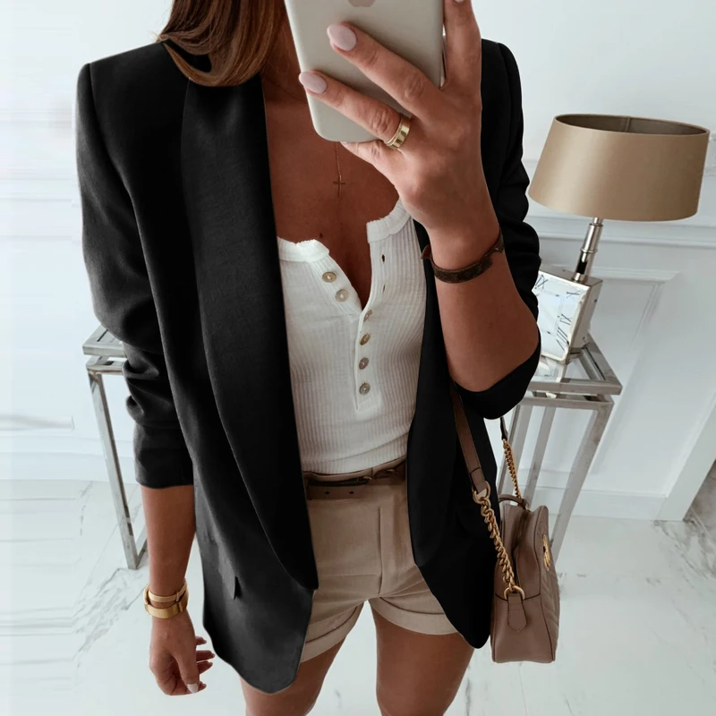 Весенне-осенние блейзеры для женщин Европейский рабочий Блейзер длинный рукав