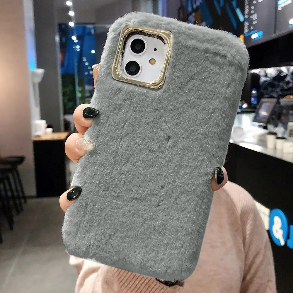 

shell Soft Furry Plush Fur Hair Phone Back Cover Coque for Iphone Case Cover Cute Warm Fluffy Case for Apple IPhone 11 Pro Max