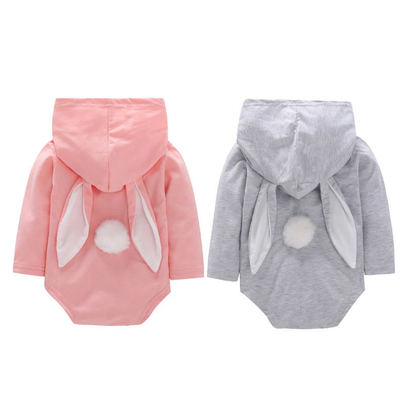 0-24Months Newborn Baby Girls Boys Clothes Rabbit Ear Rompers Long Sleeve Hoodies Jumpsuit One-pieces Baby Winter Clothes