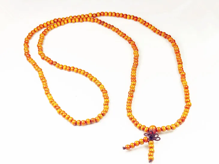 6 мм Тибетский буддизм 216 темно-желтые деревянные молитвенные бусины Mala ожерелье |