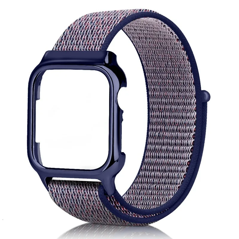 40 мм, 44 мм, ремешок с рамкой для Apple Watch, серия 4, новинка, нейлоновая Спортивная петля, магнитная застежка, Iwatch, браслет, защитный чехол, крышка