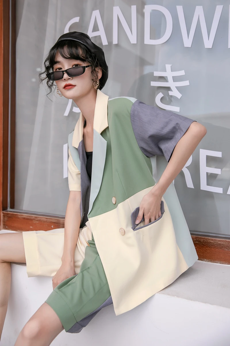 Женский двубортный Блейзер CHEERART летние модные дизайнерские пальто и куртки в