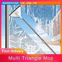 rotating triangle retractable cleaning mop household cleaning lazy magic mop microfiber flat mop bathroom glass cleaner 360 rota