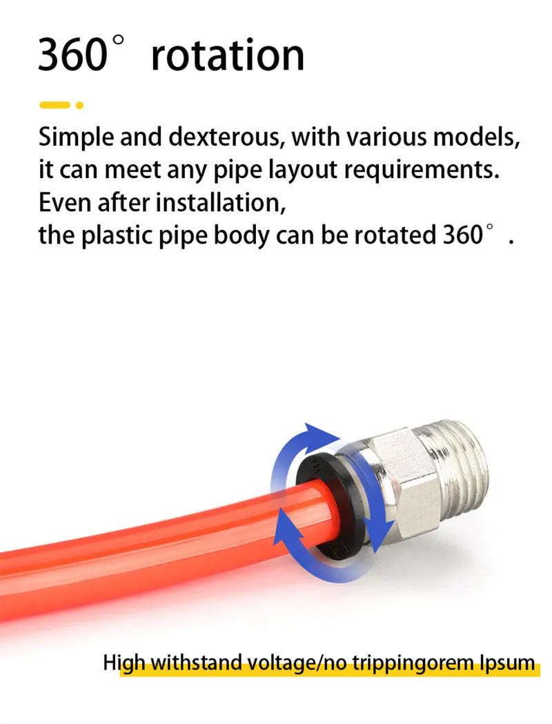 Пневматическая трубка шланга 10 мм 12 6 8 4 1/4 дюйма 1/2 1/8 3/8 с наружной резьбой быстрое