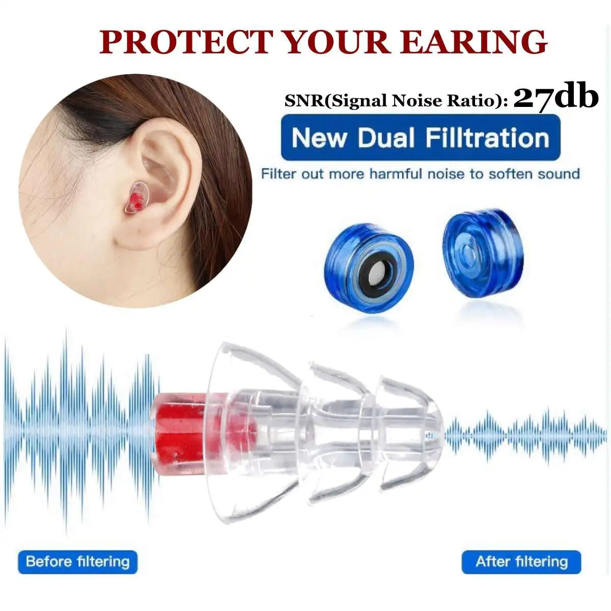 Шумоподавление 27 дБ шумоподавление защита наушников для концерта диджея