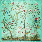 Шарф женский Шелковый квадратный, 90 на 90 см, с зеленым деревом