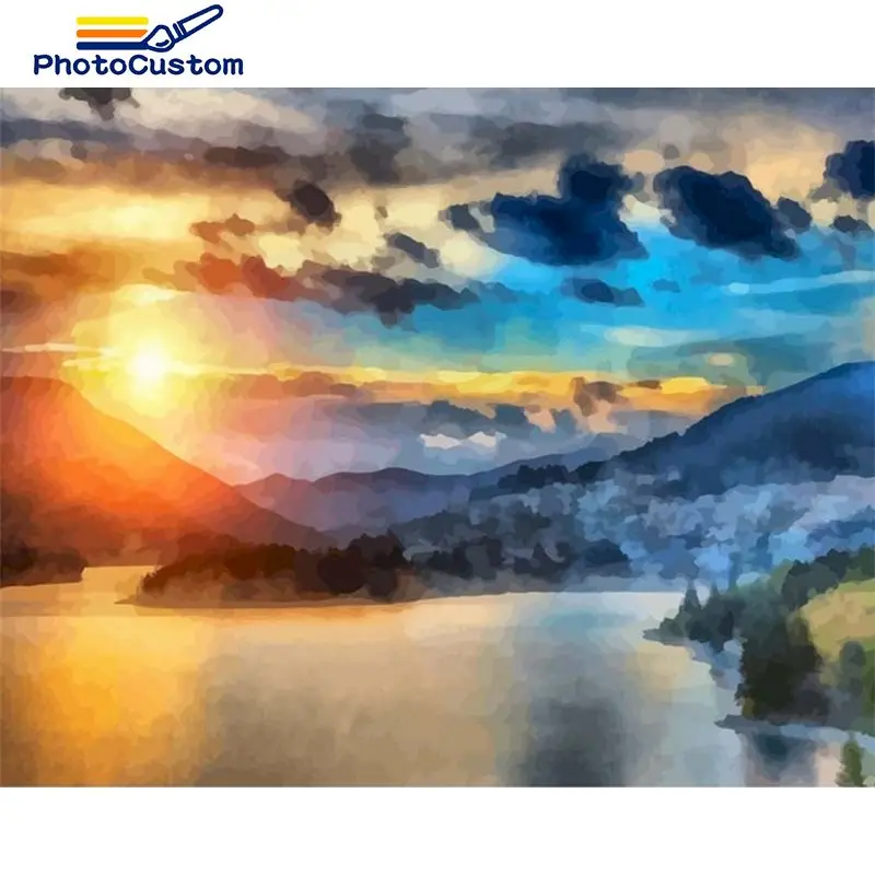 

PhotoCustom Landscape Painting By Numbers Sky For adult Handpainted Pictures by numbers Wall decor On Canvas Zero Basis DIY Gift