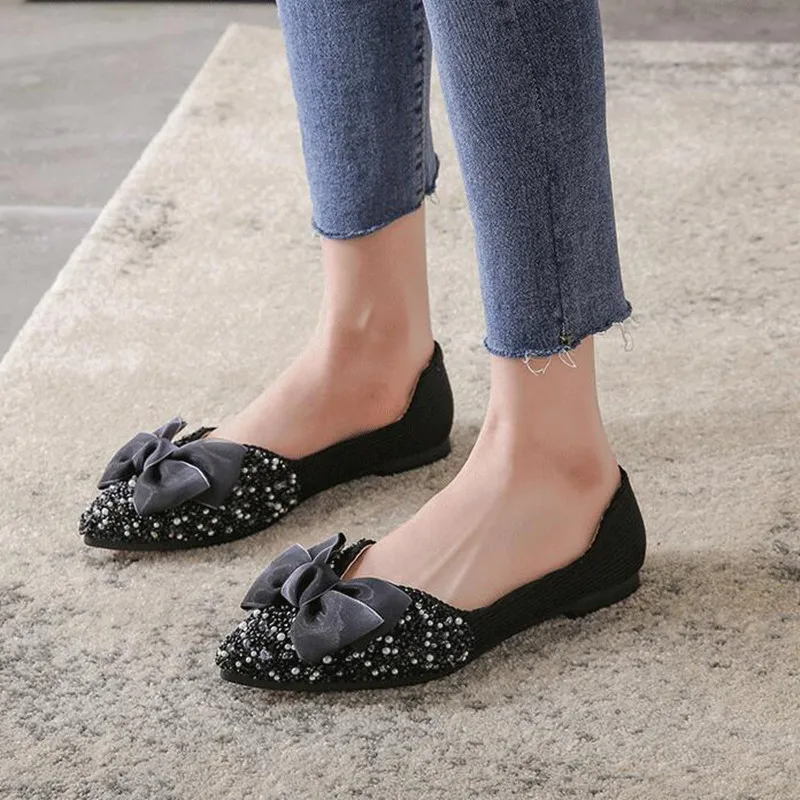 Size 43 Slip on Flats Shoes for Women Pointed Toe Leisure Shoes Women Flat Loafers Fashionable Ladies Shoes New Casual Shoe