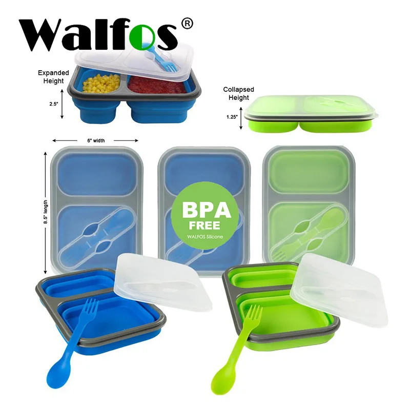 

WALFOS Silicone Collapsible Portable Lunch Box Bowl Bento Boxes Folding Food Storage Container Lunchbox for Outdoor Travel