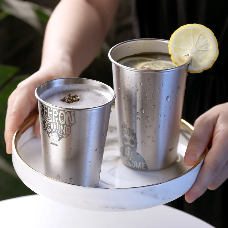 

Beer Coffee Gargle Cups 304 Stainless Steel Industry INS Style NorthernEurope Spray Paint Cold Water Drinks Household Office Use