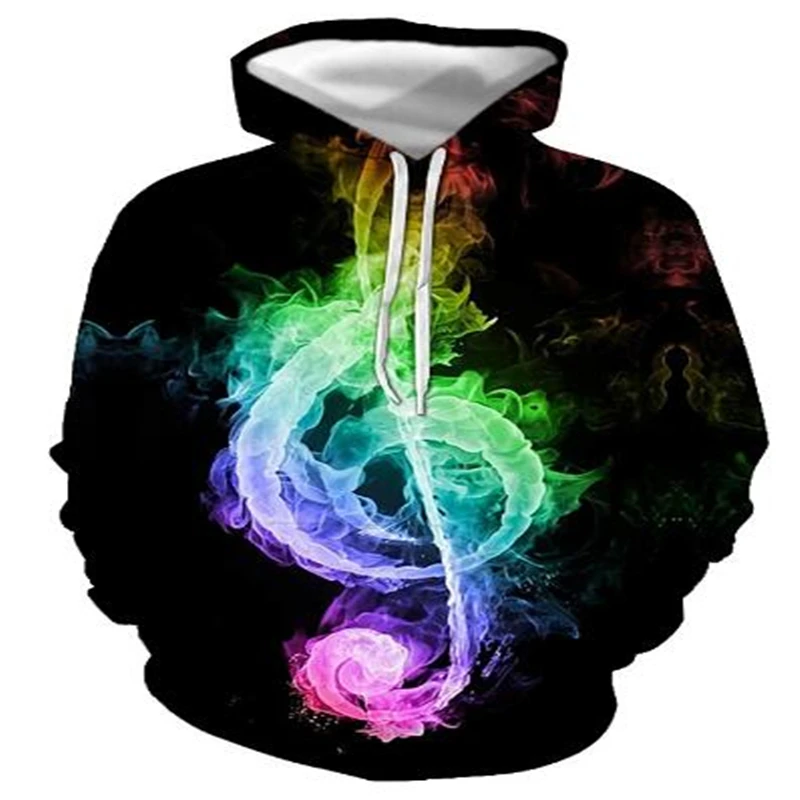 

Hoodie Men's New Top Long Sleeve 3D Sweatshirt Music Note Hoodie Sportswear Casual Fashion Streetwear Sportswear