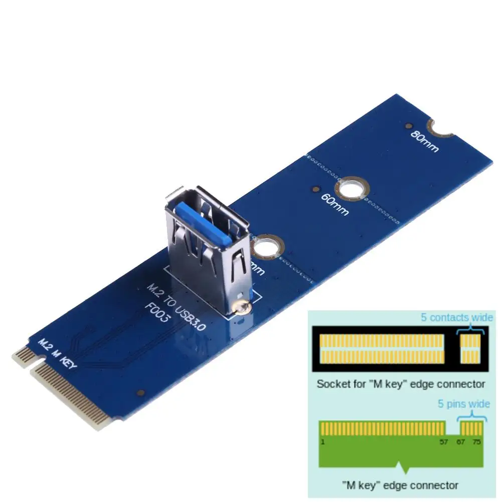 

New NGFF M.2 to USB 3.0 Card Adapter M2 M Key to USB3.0 Extender for PCIe PCI-E Riser for Litecoin Bitcoin BTC Miner Mining