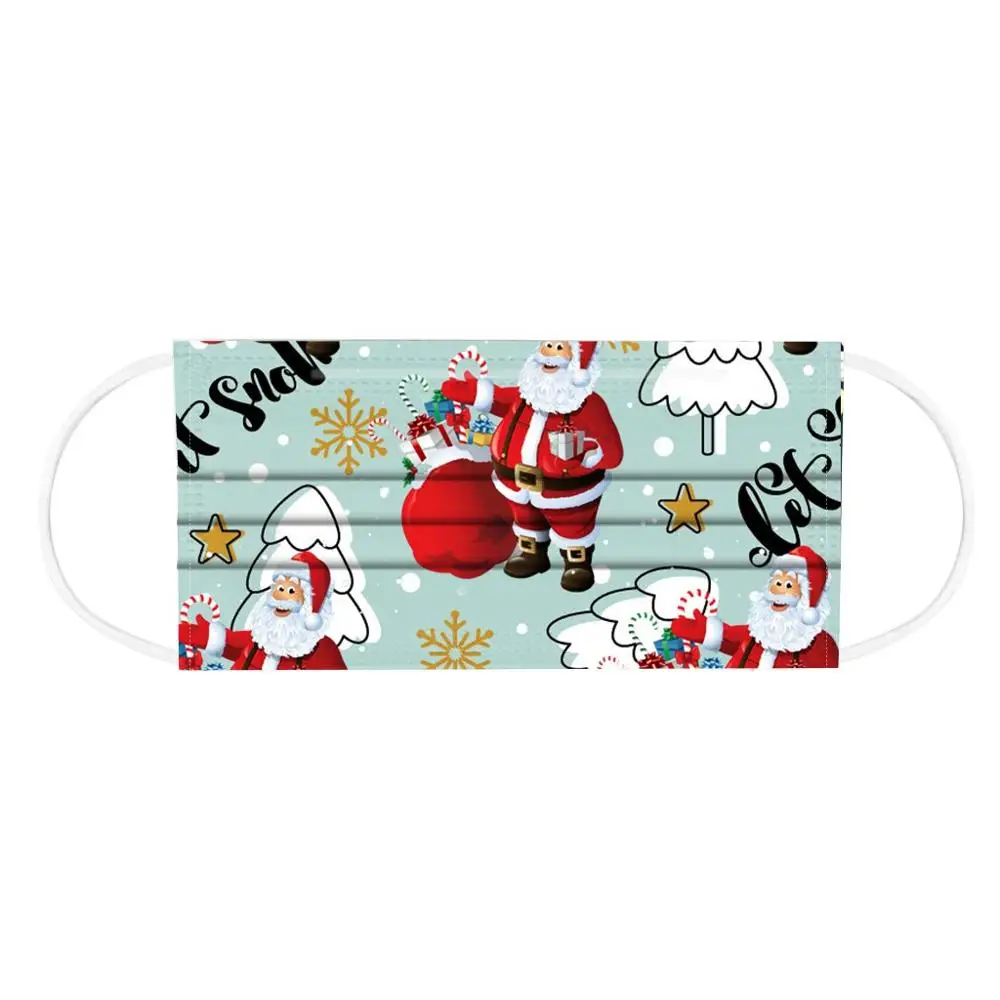 10 шт. Рождественская Маска для лица одноразовые Санты 3 слоя ушные петли взрослых
