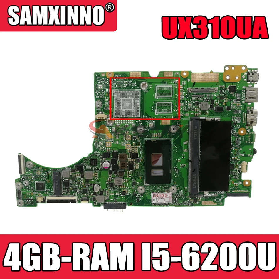 

Akemy UX310UV материнская плата для ноутбука ASUS UX310UA (13 дюймов) UX310UAK UX310U оригинальная материнская плата 4GB-RAM I5-6200U GM