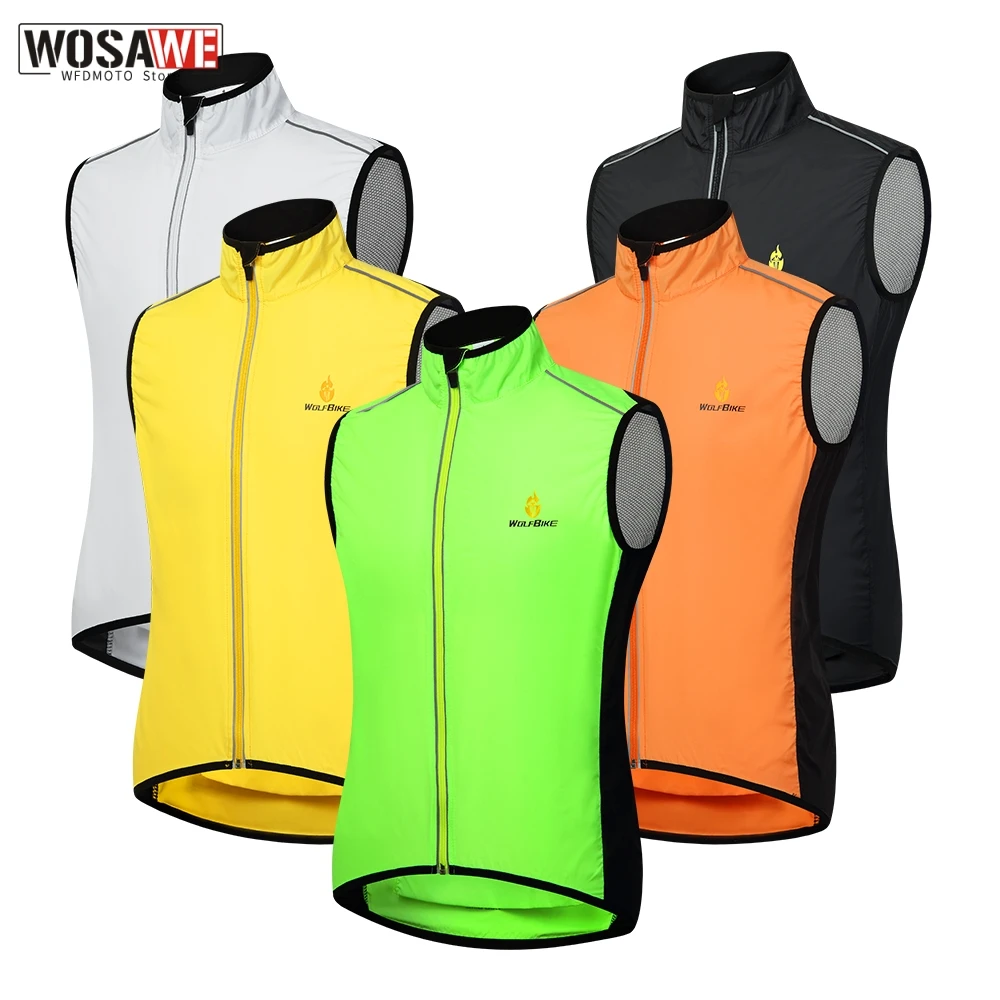 

WOSAWE Motocycle Reflective Vest Men's Windbreaker Cycling Vest Outdoor Sport MTB Racing Bike Sleeveless Jacket Clothing Gilet