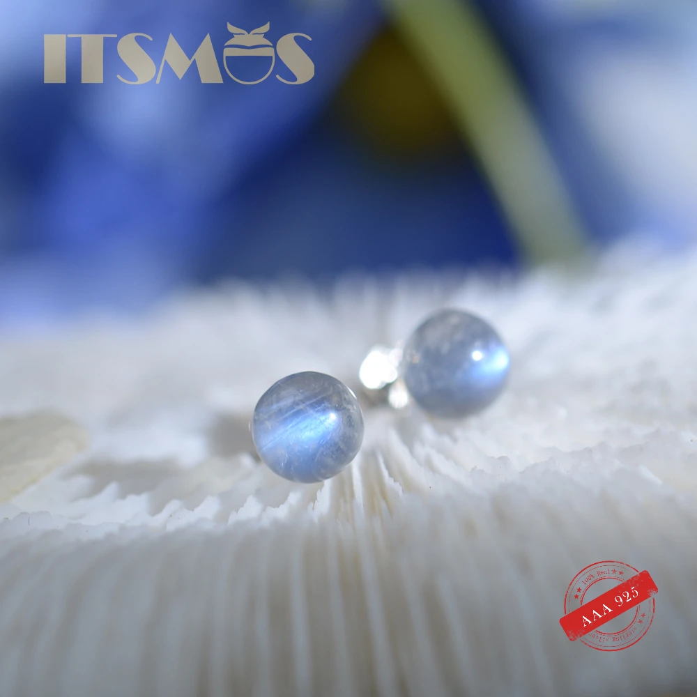 

ITSMOS Natural White Moon Light Stone Earrings Elegant Simple s925 silver Studs Dainty Jewelry for Women Girl Christmas Gift