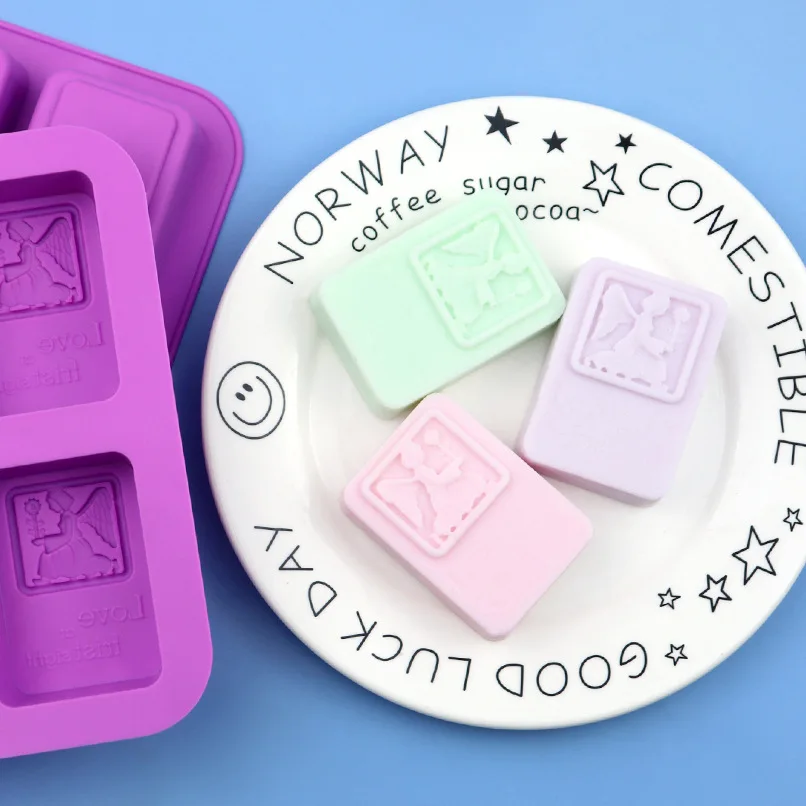 

4 Hole Praying Angel Design Shape Silicone Cake Mold Soap Tools
