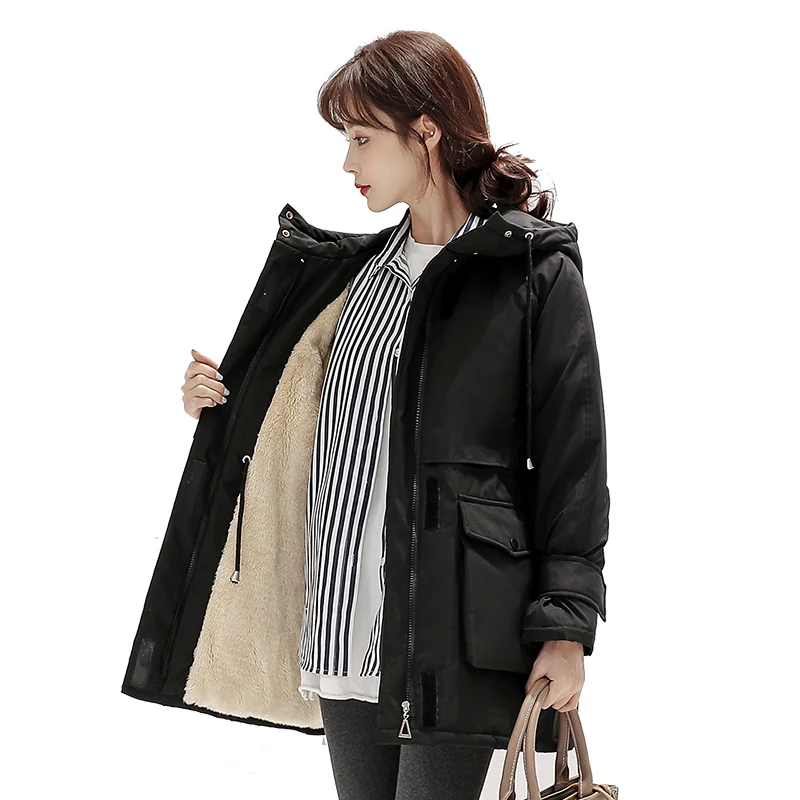 

Cotton Coat Autumn Winter New Student Short Chic Women College Style Loose Large Size Imitation Lamb Parker