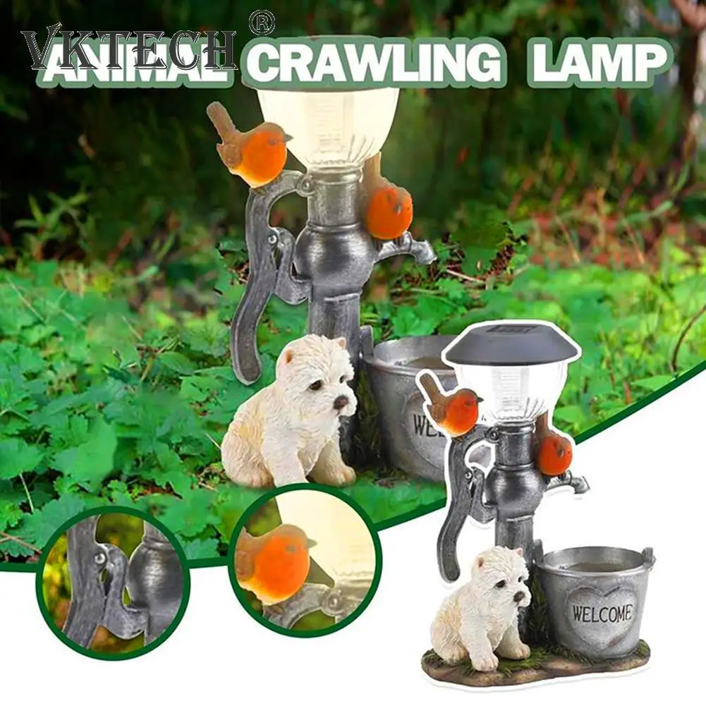 

LED Solar Light Little Animal Sculpture Resin Craft Statue Lantern Ornaments Home Garden Balcony Porch Decoration