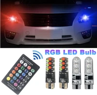 2pcs t10 w5w rgb led bulb 12smd cob canbus 194 168 car with remote controller flashstrobe reading wedge light clearance lights