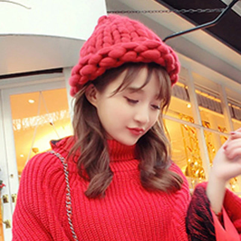 Модная женская Зимняя кепка Skullies Beanies уличная шапка-капот Женская Мягкая вязаная