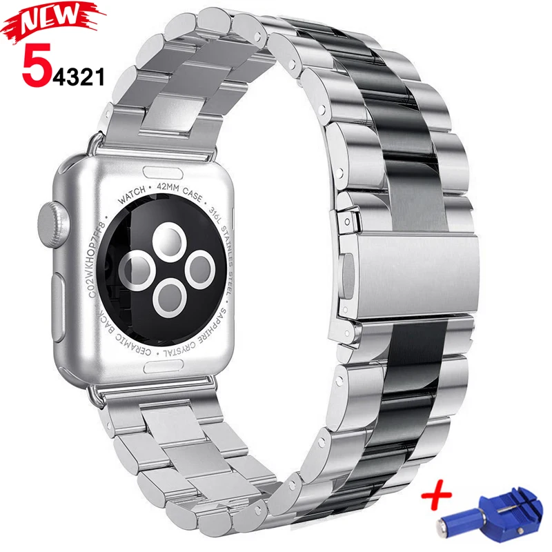 Ремешок из нержавеющей стали для apple watch band 5 4 44 мм 40 correa 42 38 iwatch series 3 2 Link браслет