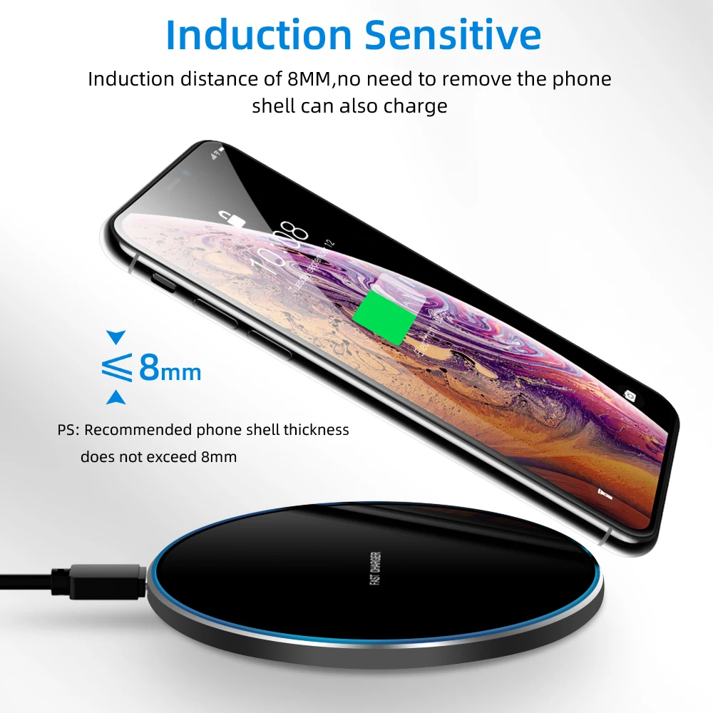 Qi Беспроводное зарядное устройство для iPhone X Xs MAX XR 8 plus 10 Вт Быстрая зарядка для samsung S8 S9 Plus Note 9 8 USB зарядное устройство для телефона